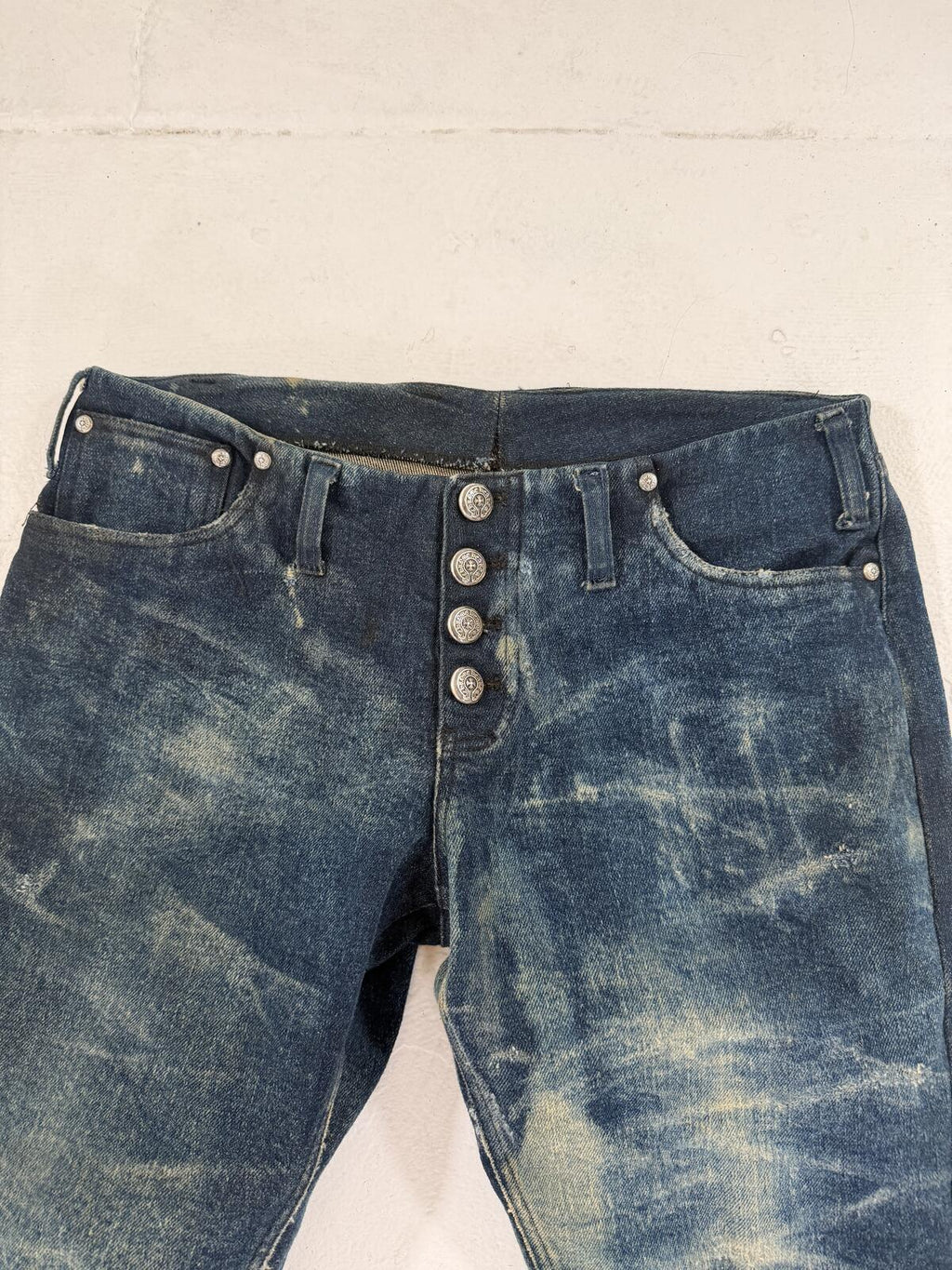 Chrome hearts bootcut denim patched jeans