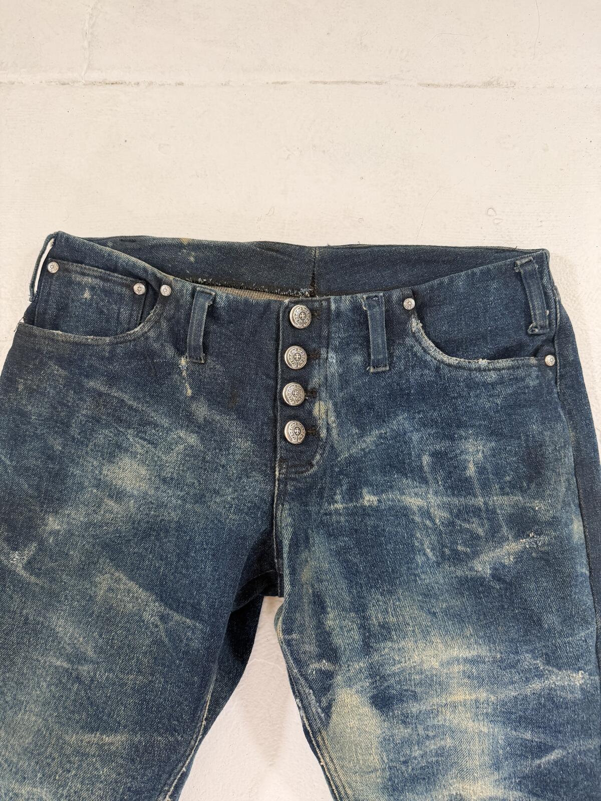 Chrome hearts bootcut denim patched jeans