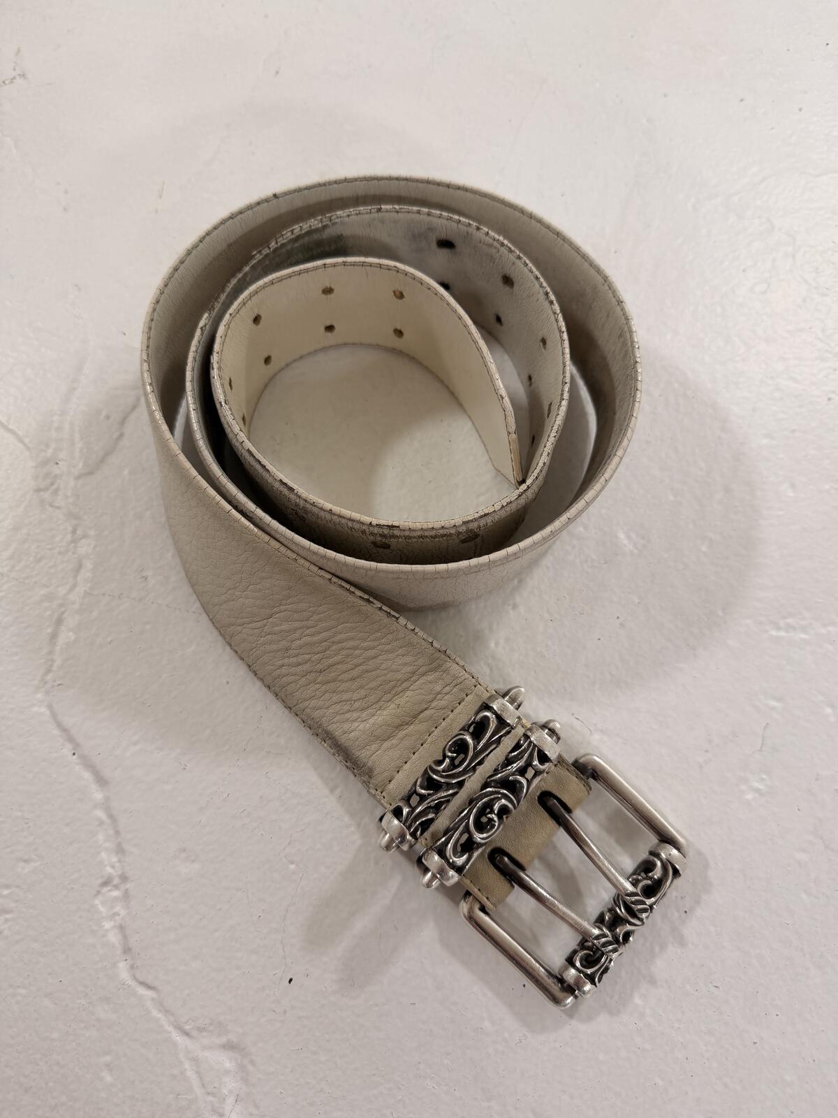 Chrome hearts XL 2 inch white roller belt
