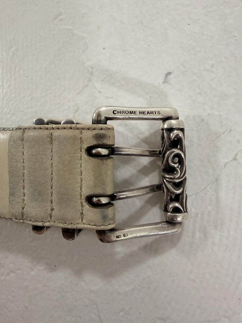 Chrome hearts XL 2 inch white roller belt