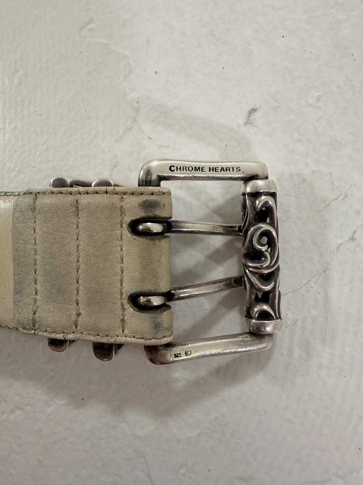 Chrome hearts XL 2 inch white roller belt