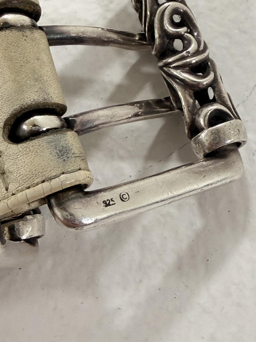 Chrome hearts XL 2 inch white roller belt