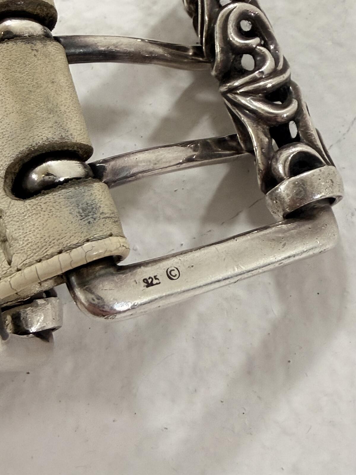 Chrome hearts XL 2 inch white roller belt