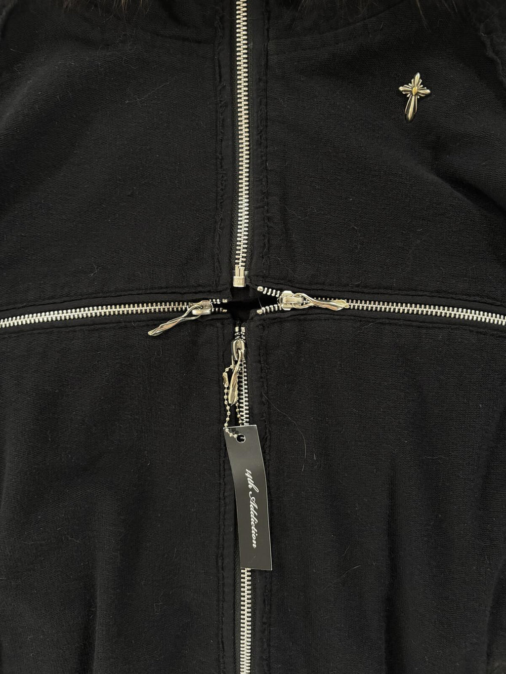 14th Addiction Black Fur Terry Hoodie