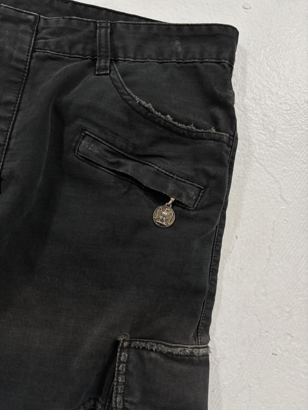 Balmain Eagle Coin Biker Cargo Pants