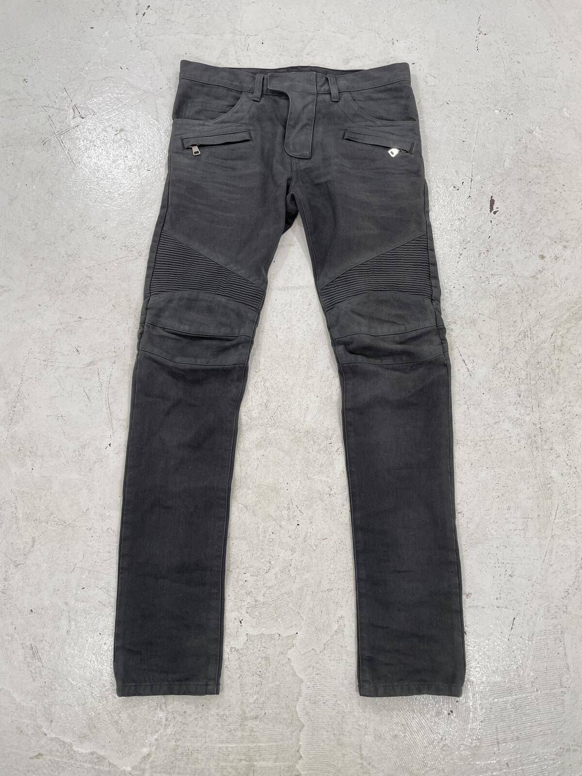 Balmain Gray Waxed Denim