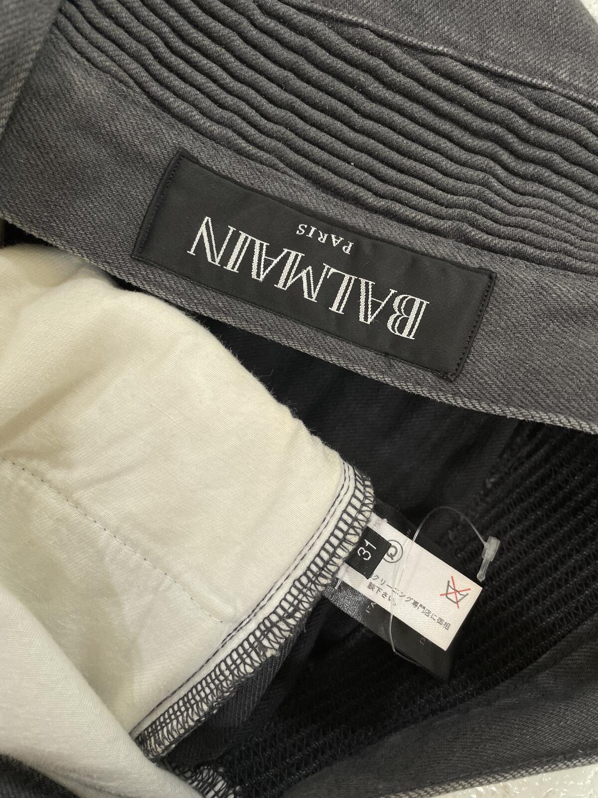 Balmain Gray Waxed Denim
