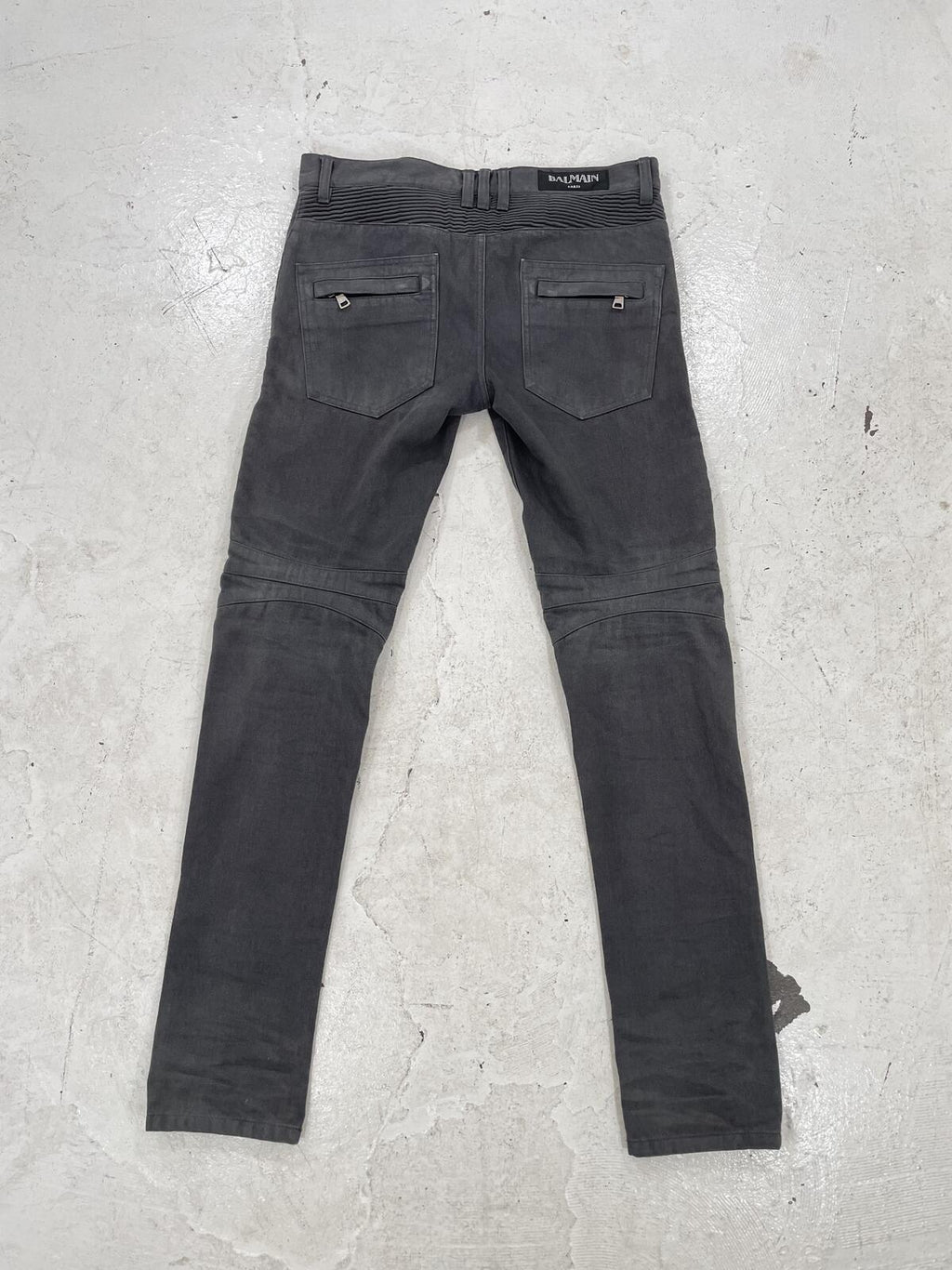 Balmain Gray Waxed Denim