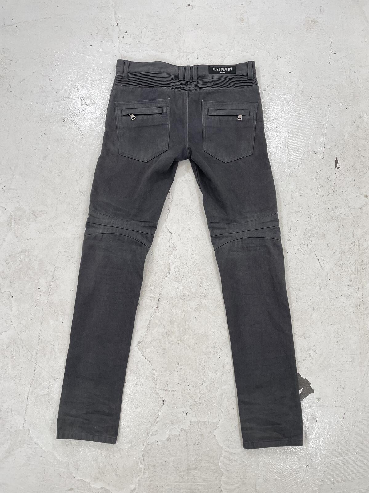 Balmain Gray Waxed Denim