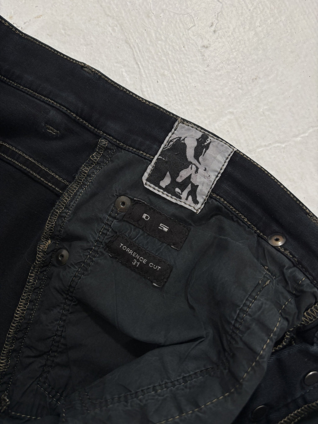 Rick Owens Olmar & Mirta "Black Scrub" Torrance Cut Denim {{ color }} {{ brand }} {{ archive }} {{ season }} {{ year }} {{ hedi slimane }}