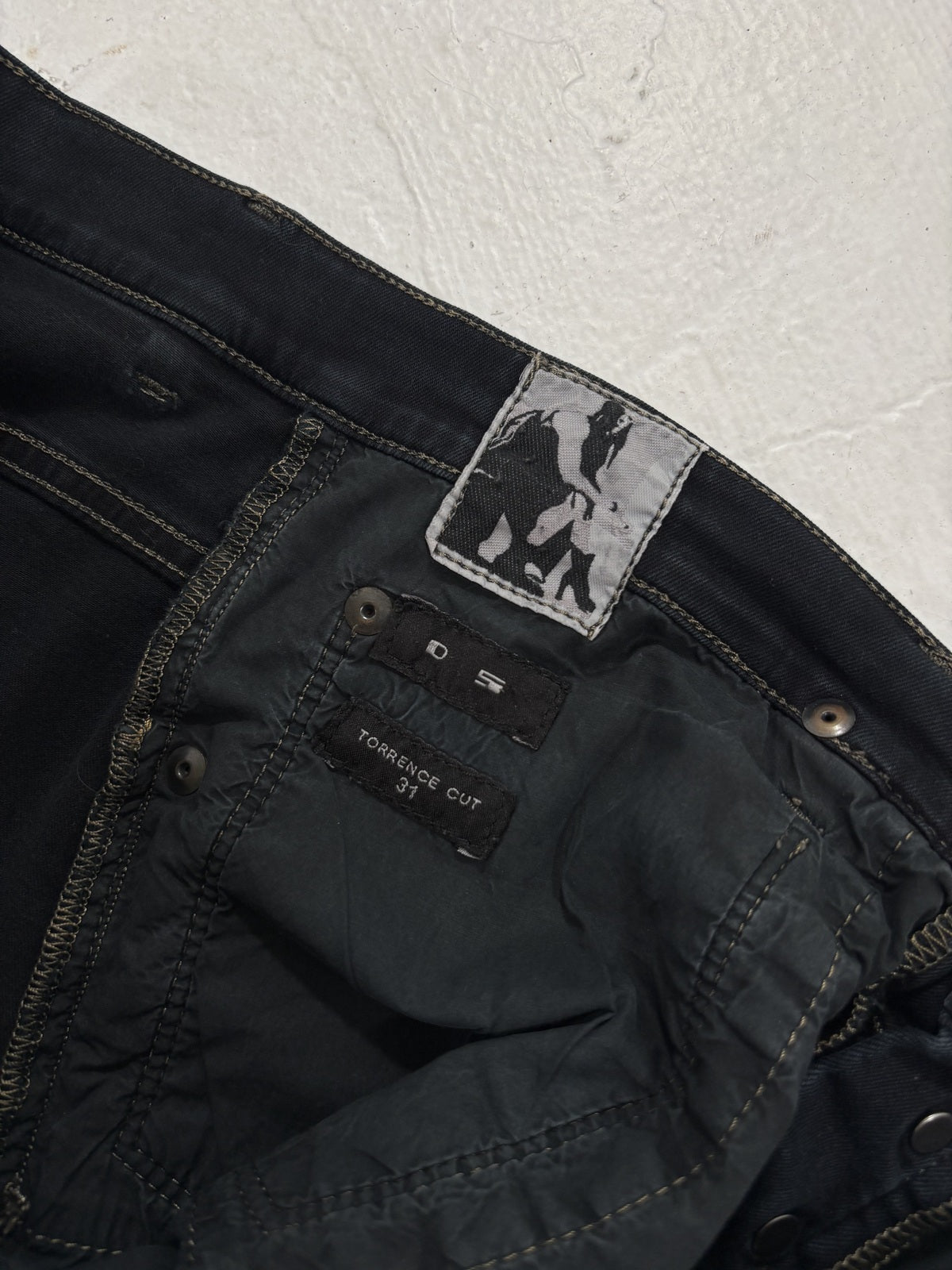 Rick Owens Olmar & Mirta "Black Scrub" Torrance Cut Denim {{ color }} {{ brand }} {{ archive }} {{ season }} {{ year }} {{ hedi slimane }}