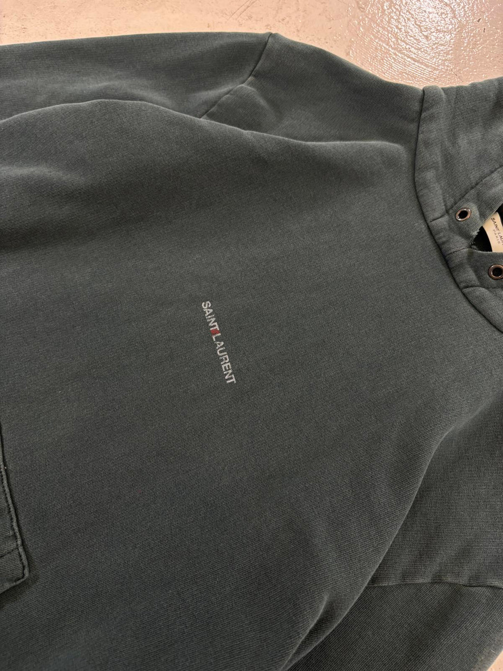 Saint Laurent Paris Green Logo Hoodie