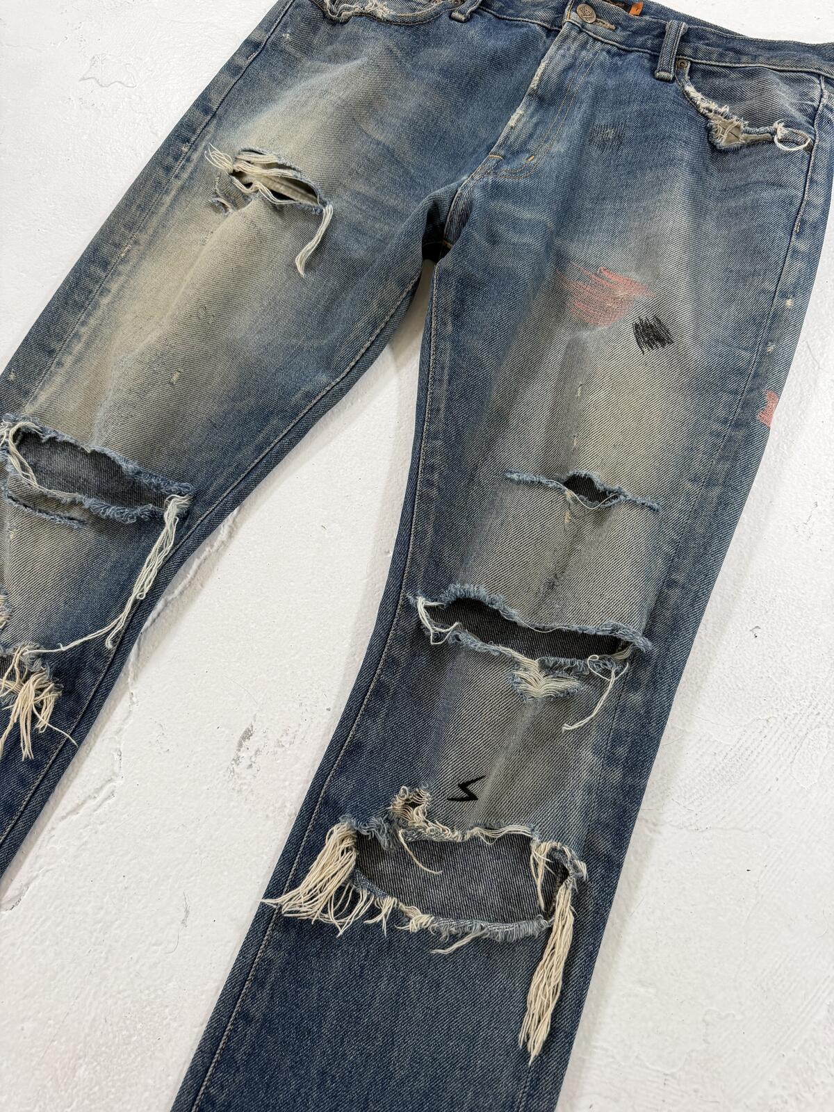 Undercover SS05 "But Beautiful" Graffiti Patchwork Denim {{ color }} {{ brand }} {{ archive }} {{ season }} {{ year }} {{ hedi slimane }}