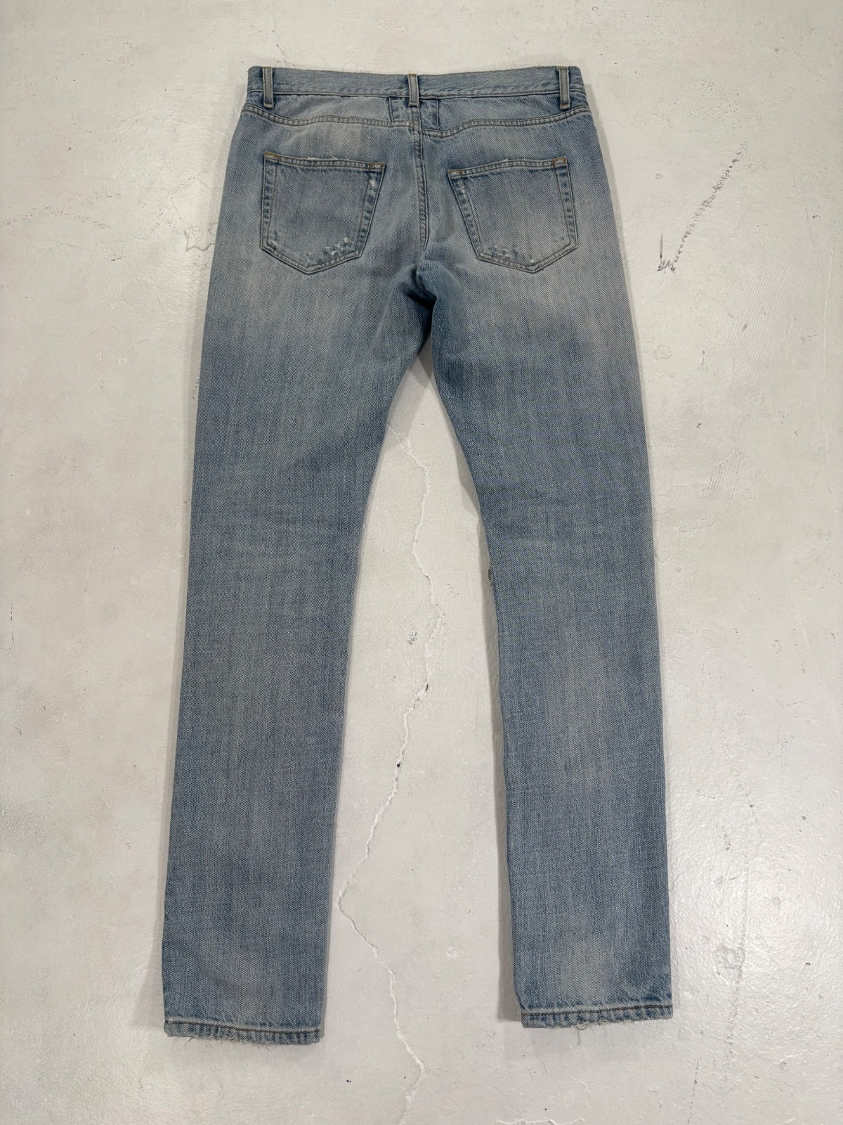 Saint Laurent Paris Light Blue Repaired Denim {{ color }} {{ brand }} {{ archive }} {{ season }} {{ year }} {{ hedi slimane }}