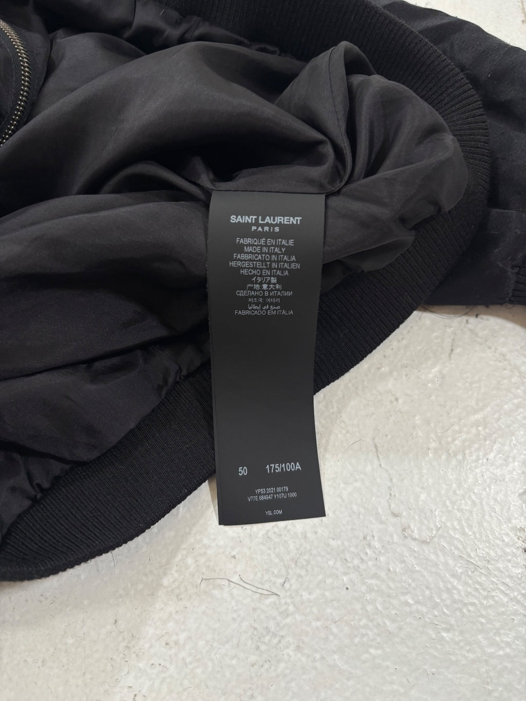 Saint Laurent Silk Rhinestone Teddy Jacket {{ color }} {{ brand }} {{ archive }} {{ season }} {{ year }} {{ hedi slimane }}