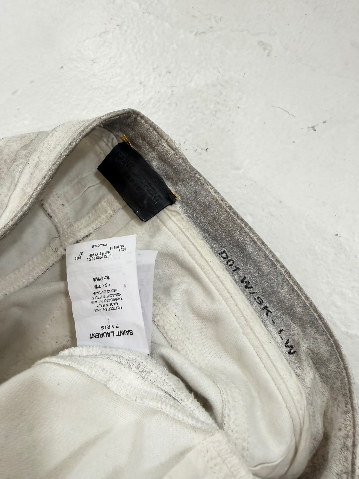 Saint Laurent Paris 2013 White Ash Leather Pants {{ color }} {{ brand }} {{ archive }} {{ season }} {{ year }} {{ hedi slimane }}