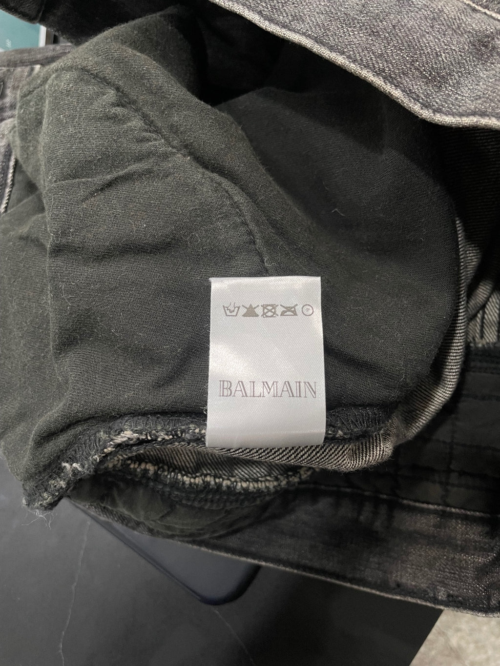 Balmain Woven Knee Biker Denim {{ color }} {{ brand }} {{ archive }} {{ season }} {{ year }} {{ hedi slimane }}