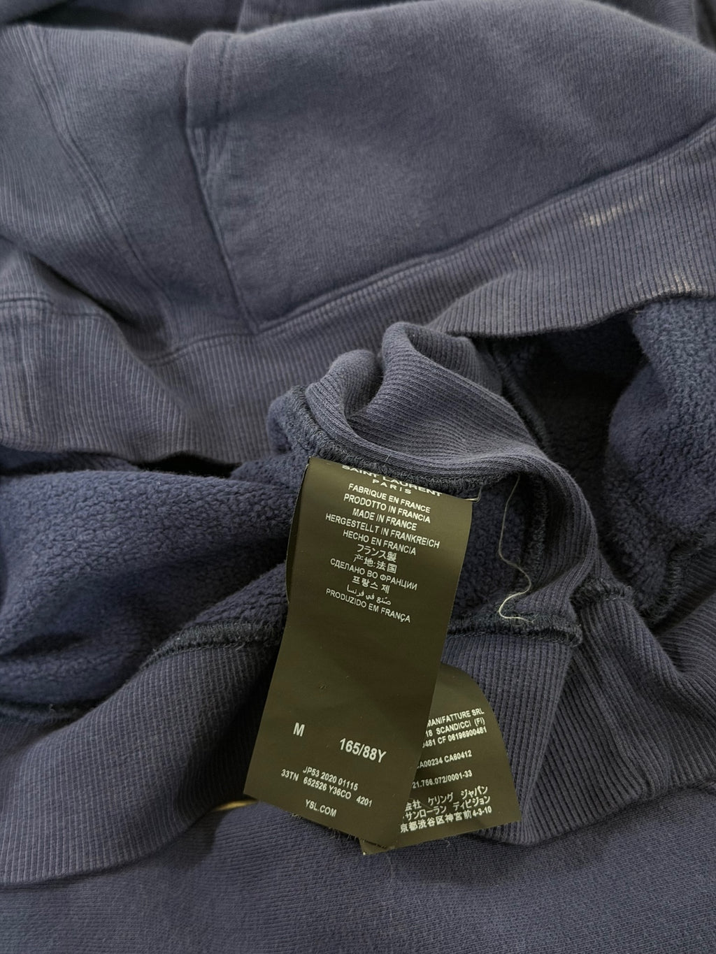 Saint Laurent Paris "Amour Cruel" Navy hoodie {{ color }} {{ brand }} {{ archive }} {{ season }} {{ year }} {{ hedi slimane }}
