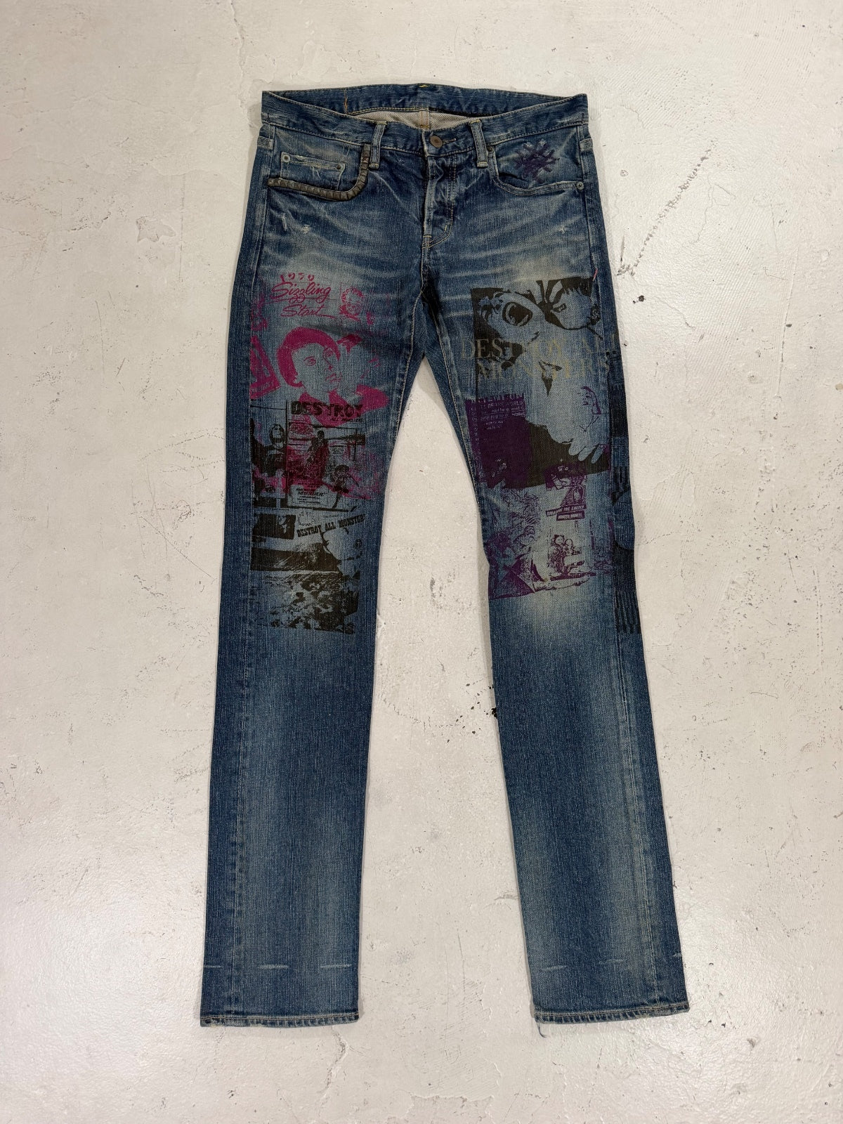 Hysteric Glamour Pin Up Printed Studded Denim {{ color }} {{ brand }} {{ archive }} {{ season }} {{ year }} {{ hedi slimane }}