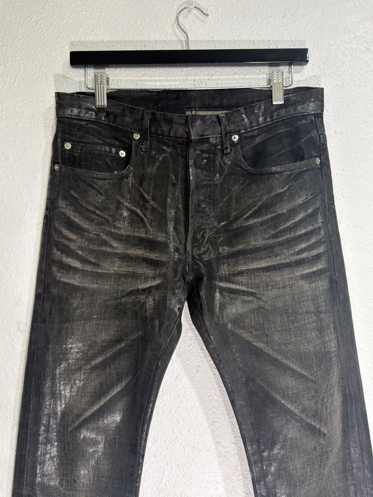 Dior homme AW03 black waxed luster denim {{ color }} {{ brand }} {{ archive }} {{ season }} {{ year }} {{ hedi slimane }}