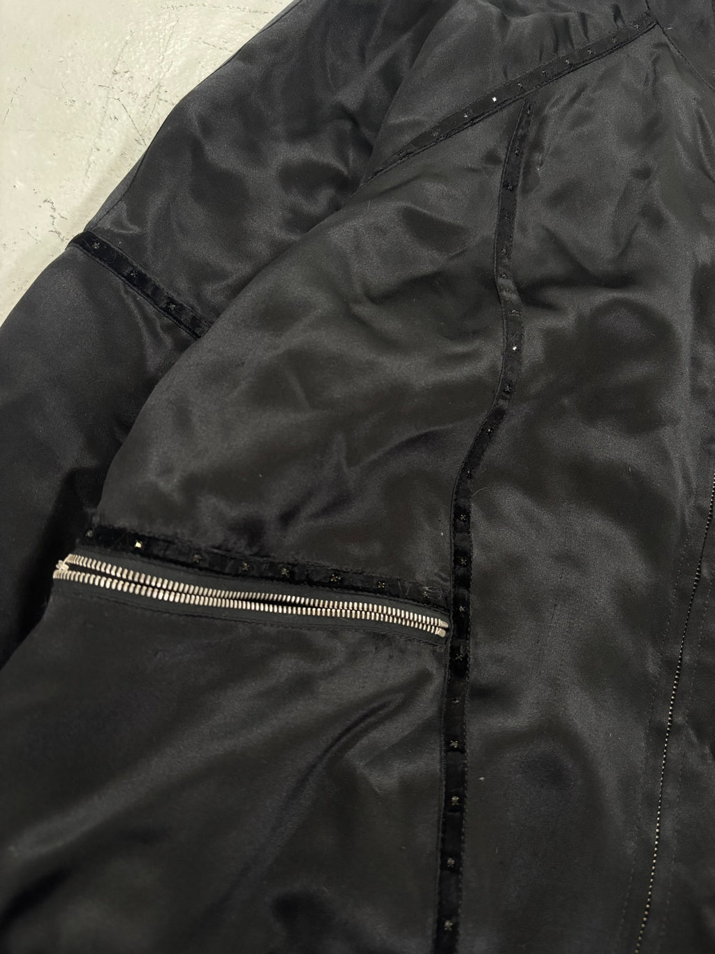 Saint Laurent Silk Rhinestone Teddy Jacket {{ color }} {{ brand }} {{ archive }} {{ season }} {{ year }} {{ hedi slimane }}