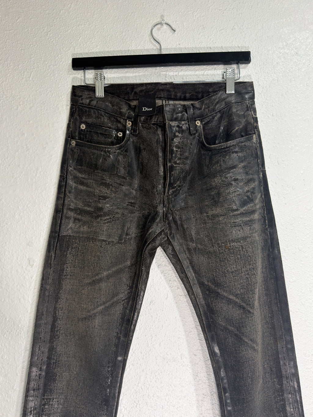 Dior homme AW08 black waxed Luster denim {{ color }} {{ brand }} {{ archive }} {{ season }} {{ year }} {{ hedi slimane }}