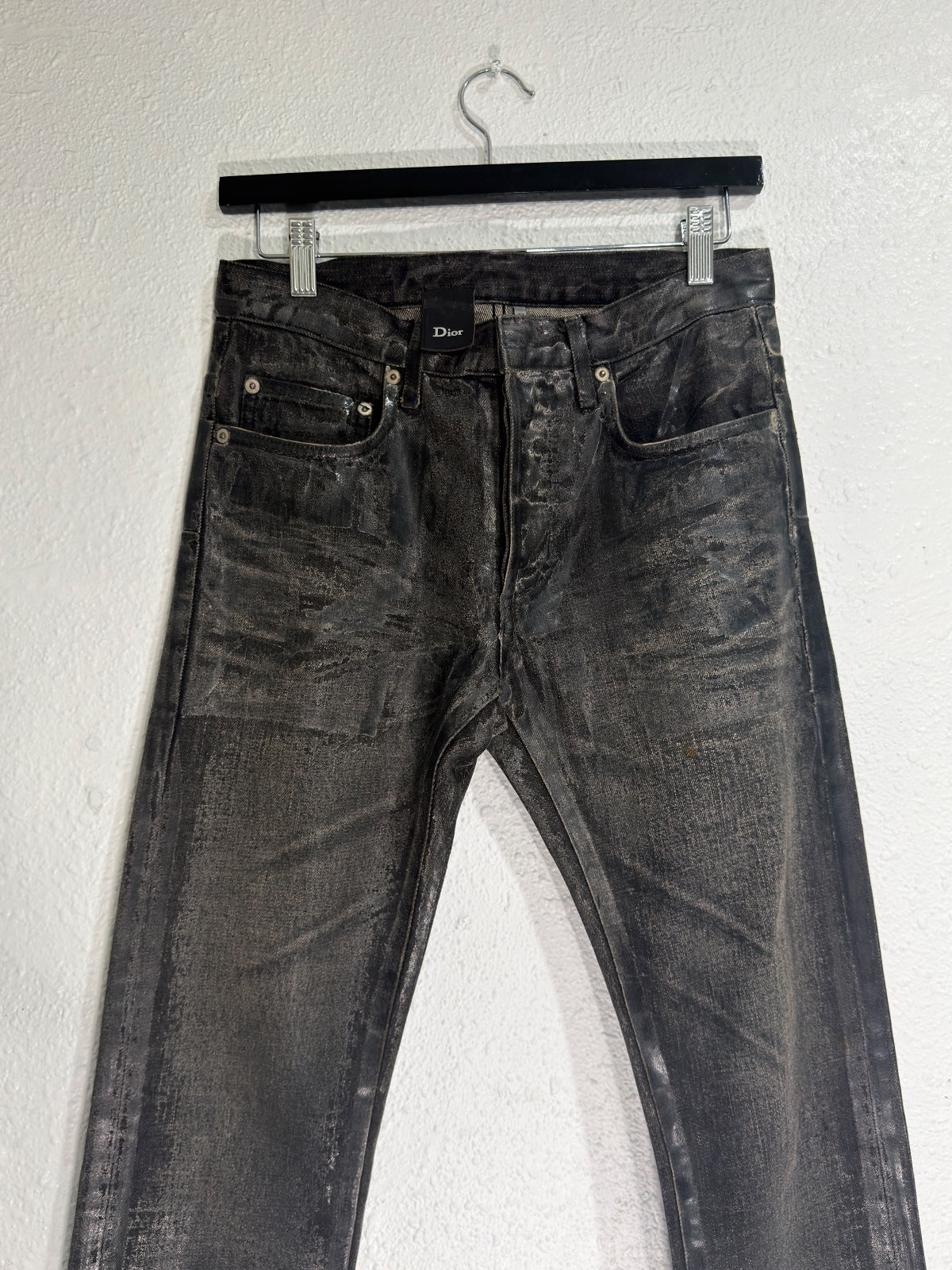 Dior homme AW08 black waxed Luster denim {{ color }} {{ brand }} {{ archive }} {{ season }} {{ year }} {{ hedi slimane }}
