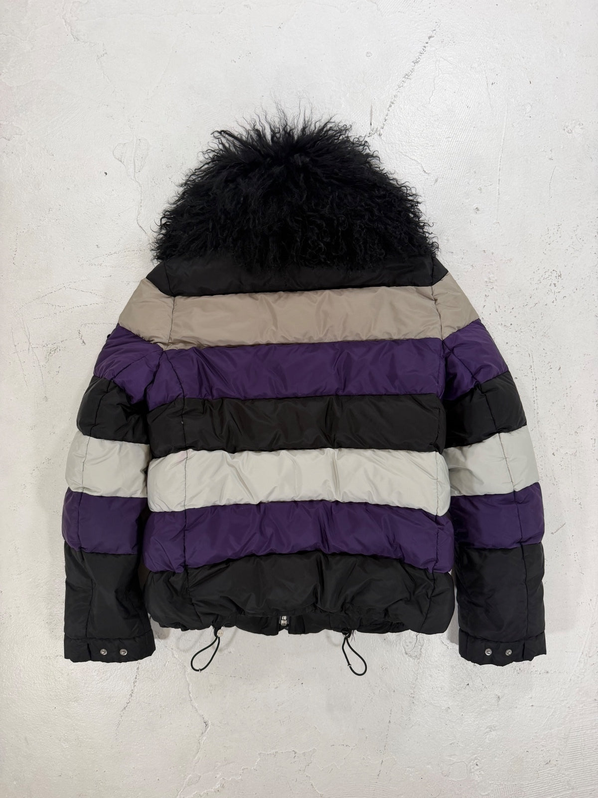 Prada AW14 Mongolian Sheep Collar Colorblock Puffer {{ color }} {{ brand }} {{ archive }} {{ season }} {{ year }} {{ hedi slimane }}
