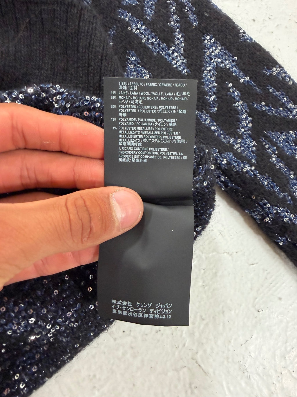 Saint Laurent Paris Knitted Sequins Crewneck {{ color }} {{ brand }} {{ archive }} {{ season }} {{ year }} {{ hedi slimane }}