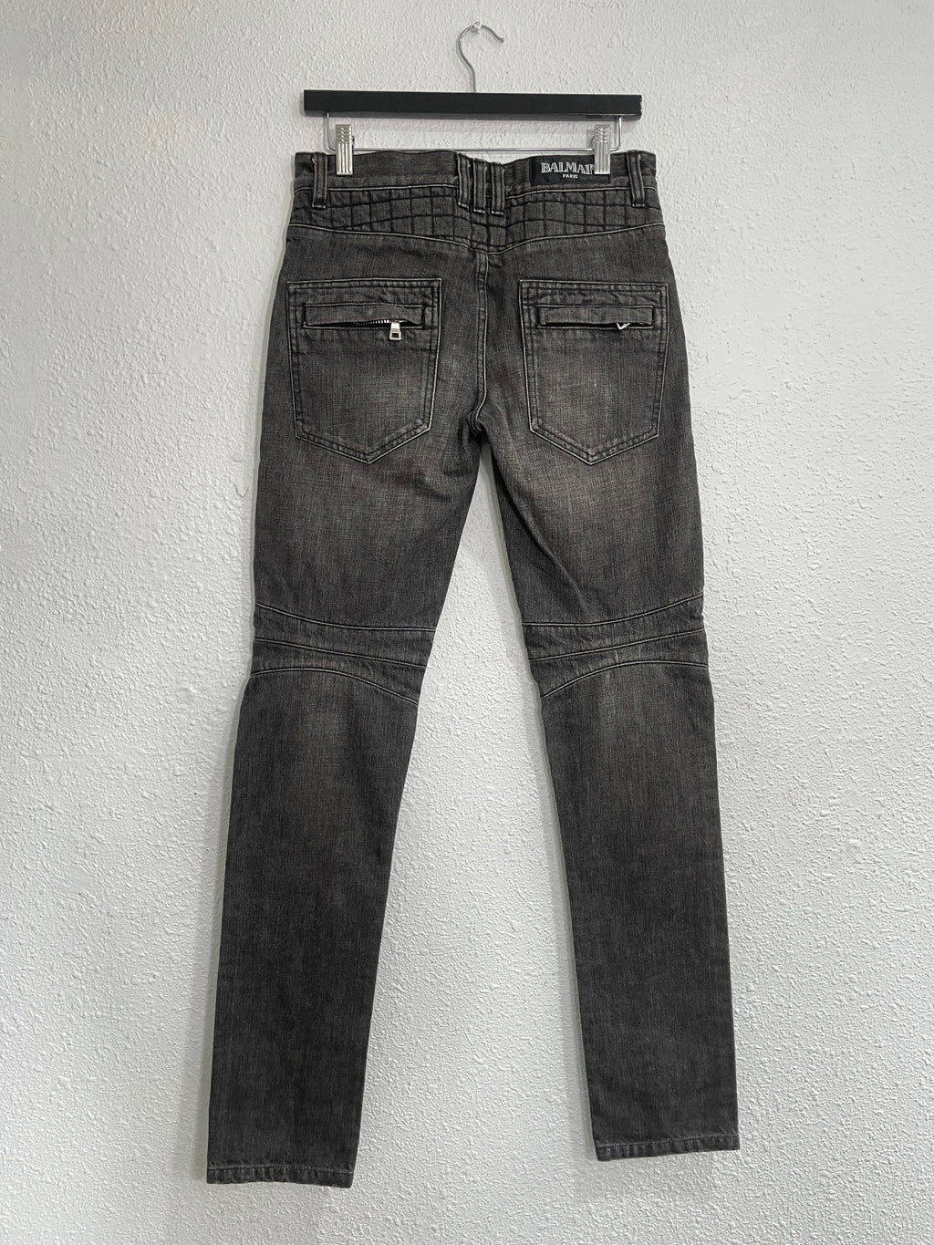 Balmain Woven Knee Biker Denim {{ color }} {{ brand }} {{ archive }} {{ season }} {{ year }} {{ hedi slimane }}