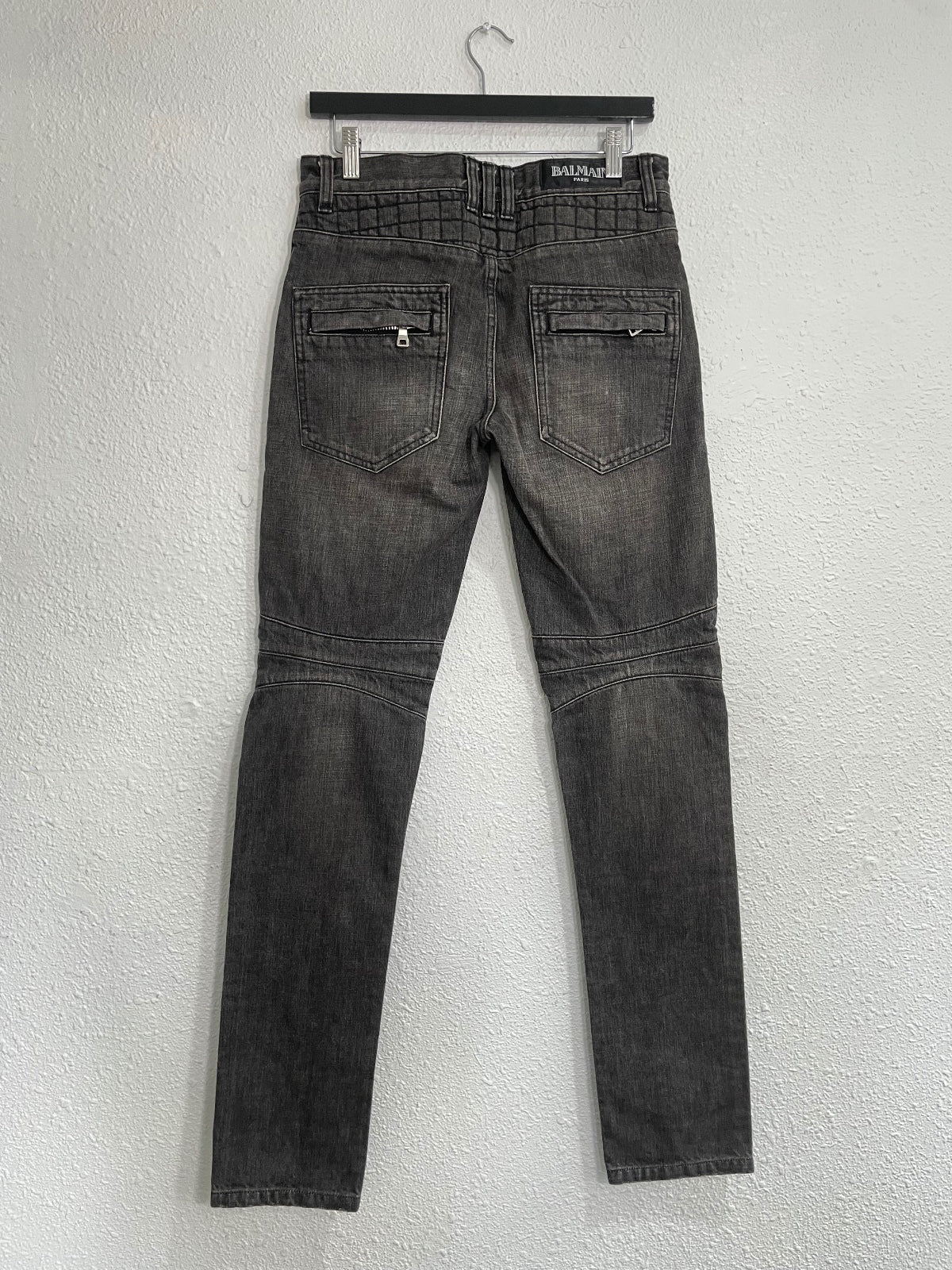 Balmain Woven Knee Biker Denim {{ color }} {{ brand }} {{ archive }} {{ season }} {{ year }} {{ hedi slimane }}