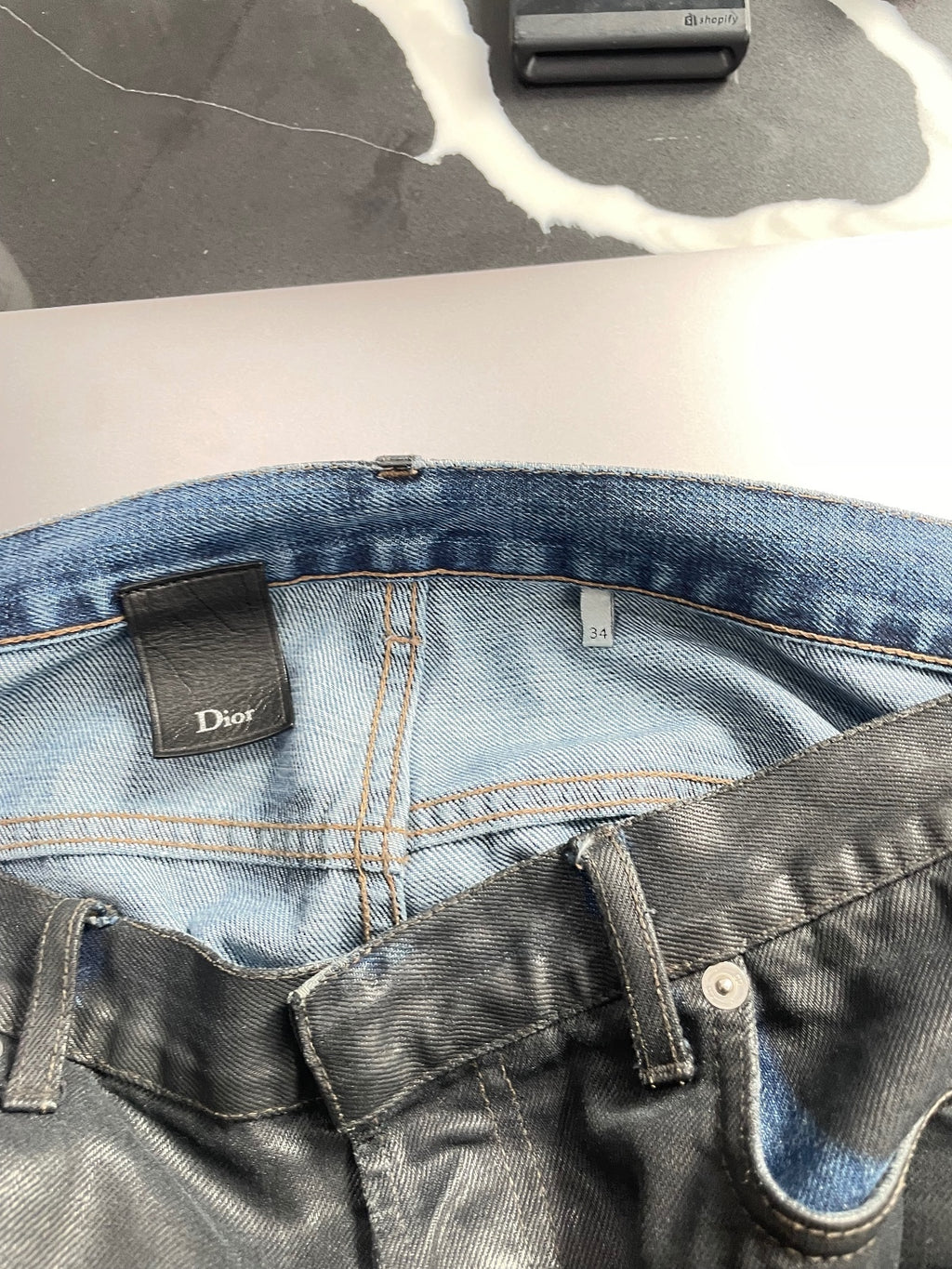 Dior Homme Black Wax Coated Denim