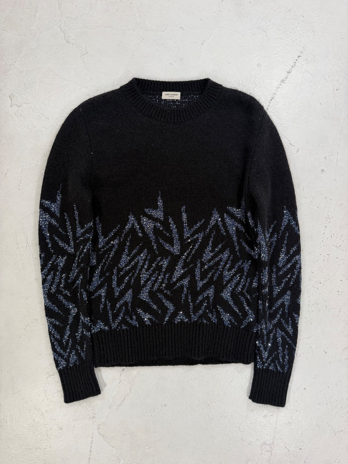 Saint Laurent Paris Knitted Sequins Crewneck {{ color }} {{ brand }} {{ archive }} {{ season }} {{ year }} {{ hedi slimane }}