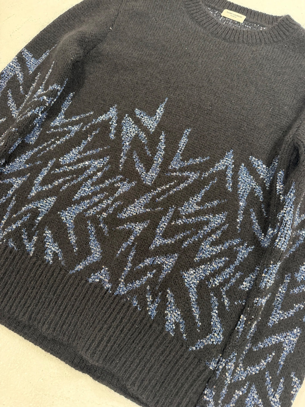 Saint Laurent Paris Knitted Sequins Crewneck {{ color }} {{ brand }} {{ archive }} {{ season }} {{ year }} {{ hedi slimane }}