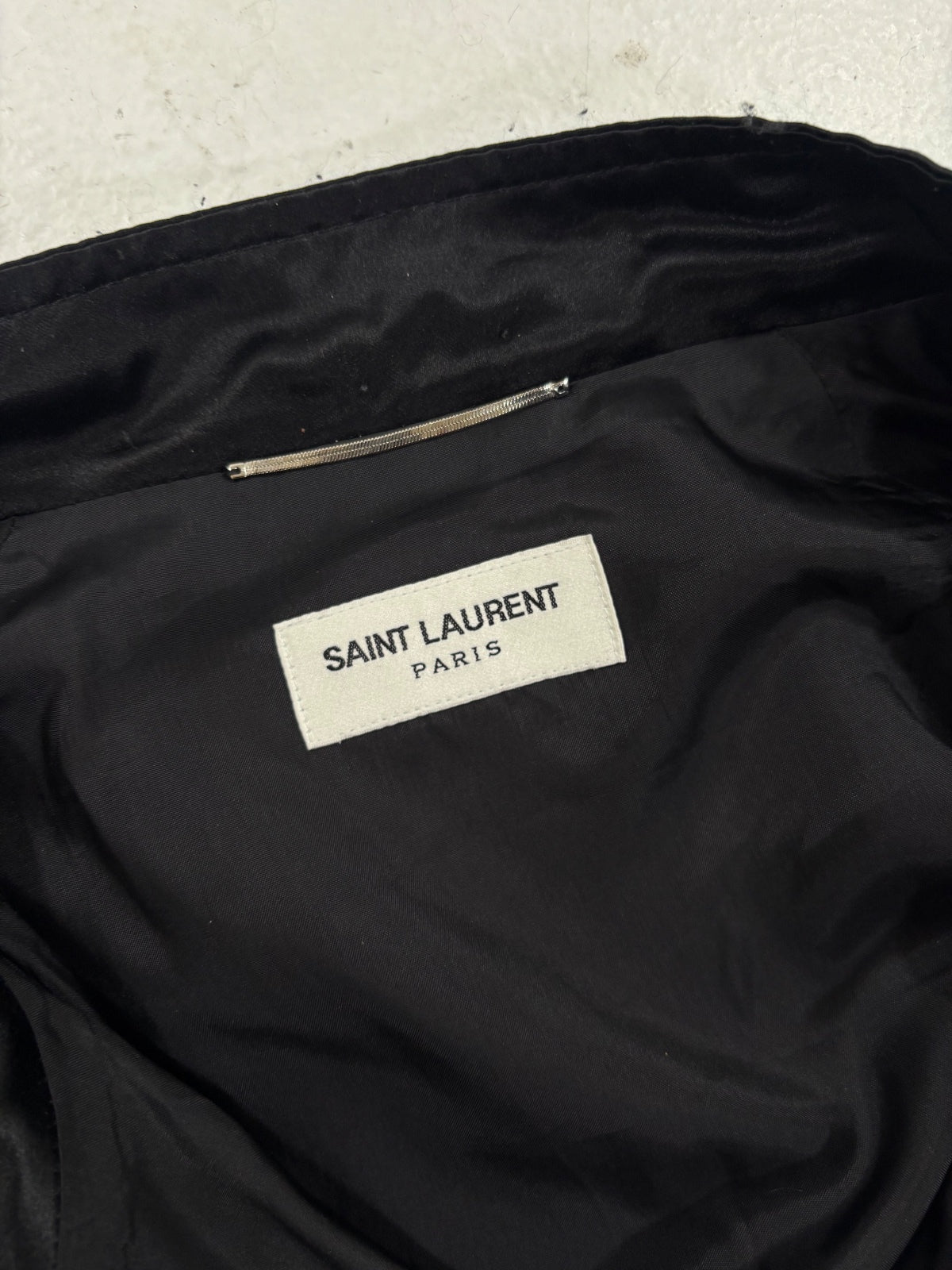 Saint Laurent Silk Rhinestone Teddy Jacket {{ color }} {{ brand }} {{ archive }} {{ season }} {{ year }} {{ hedi slimane }}