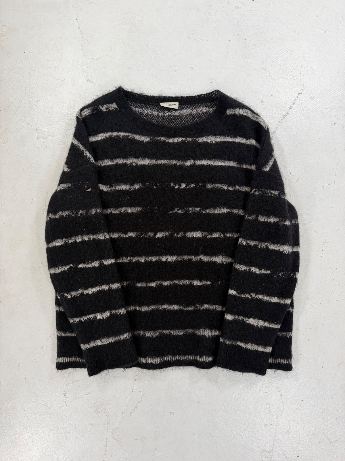 Saint Laurent Paris Striped Mohair Crewneck