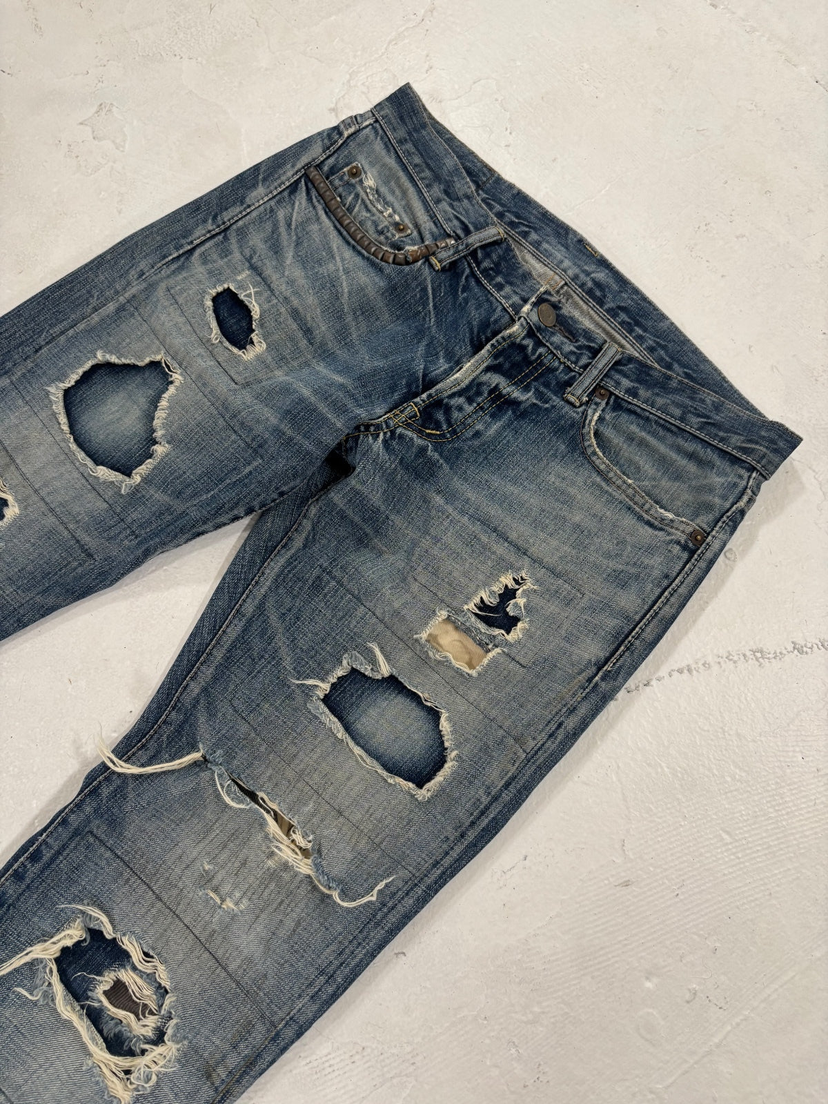 Hysteric Glamour Repaired Studded Denim {{ color }} {{ brand }} {{ archive }} {{ season }} {{ year }} {{ hedi slimane }}