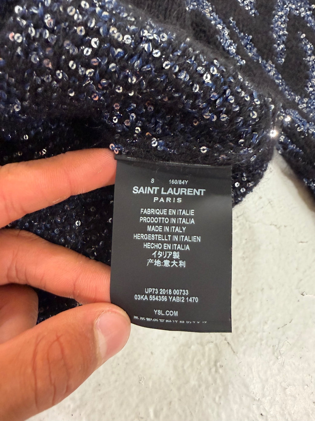 Saint Laurent Paris Knitted Sequins Crewneck {{ color }} {{ brand }} {{ archive }} {{ season }} {{ year }} {{ hedi slimane }}