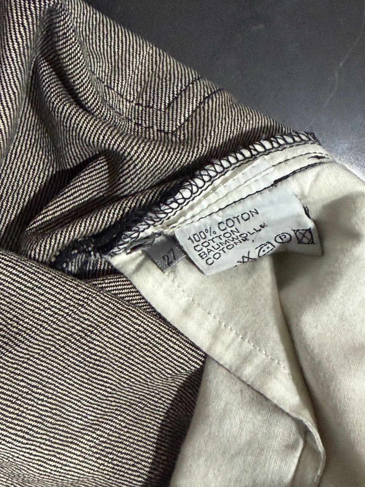 Dior homme AW03 black waxed luster denim {{ color }} {{ brand }} {{ archive }} {{ season }} {{ year }} {{ hedi slimane }}