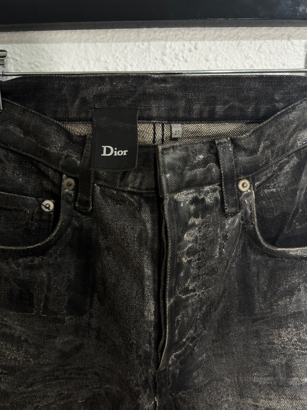 Dior homme AW08 black waxed Luster denim {{ color }} {{ brand }} {{ archive }} {{ season }} {{ year }} {{ hedi slimane }}