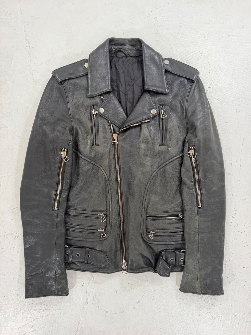Balmain Paris Leather Biker Jacket {{ color }} {{ brand }} {{ archive }} {{ season }} {{ year }} {{ hedi slimane }}