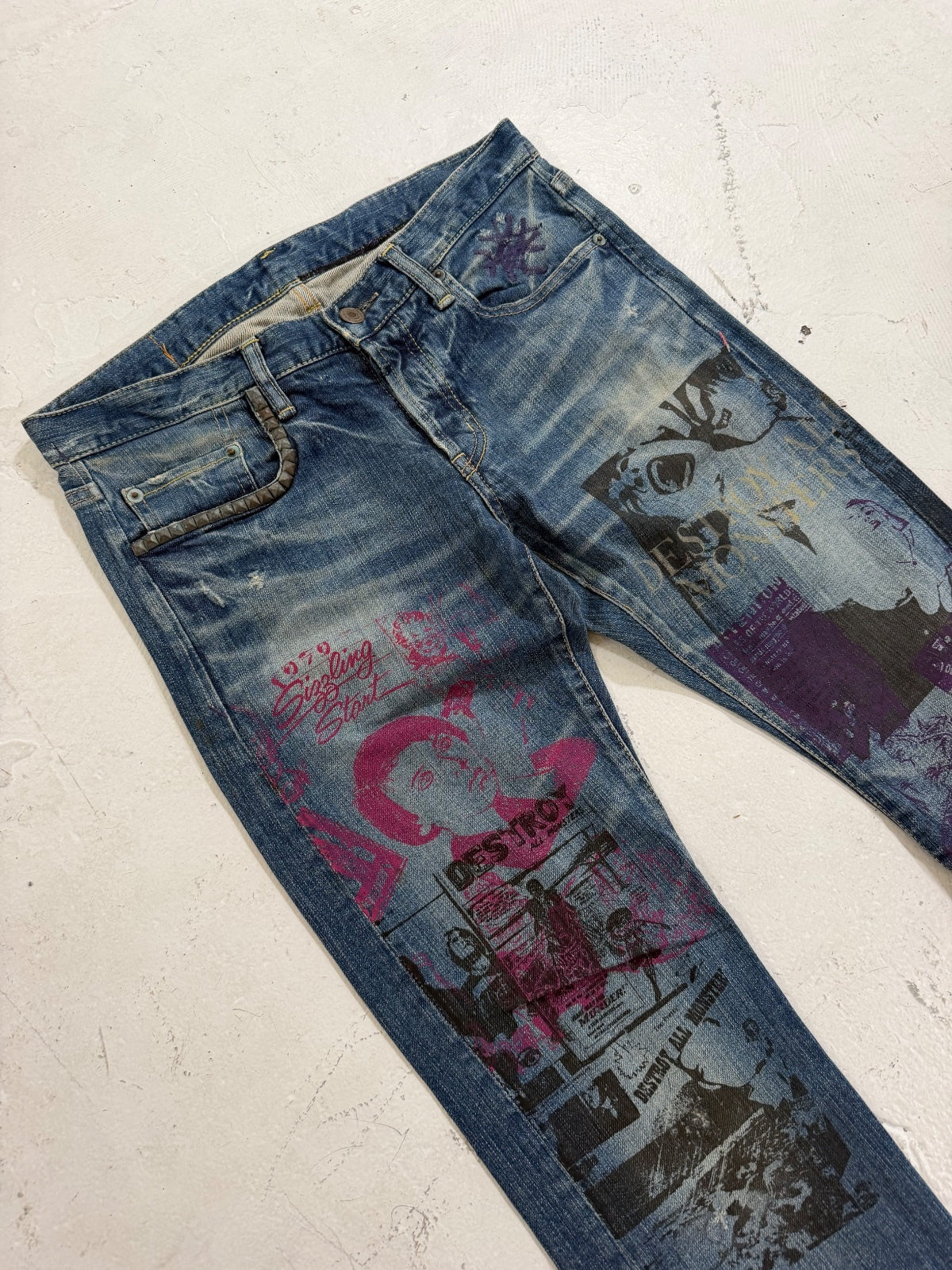 Hysteric Glamour Pin Up Printed Studded Denim {{ color }} {{ brand }} {{ archive }} {{ season }} {{ year }} {{ hedi slimane }}