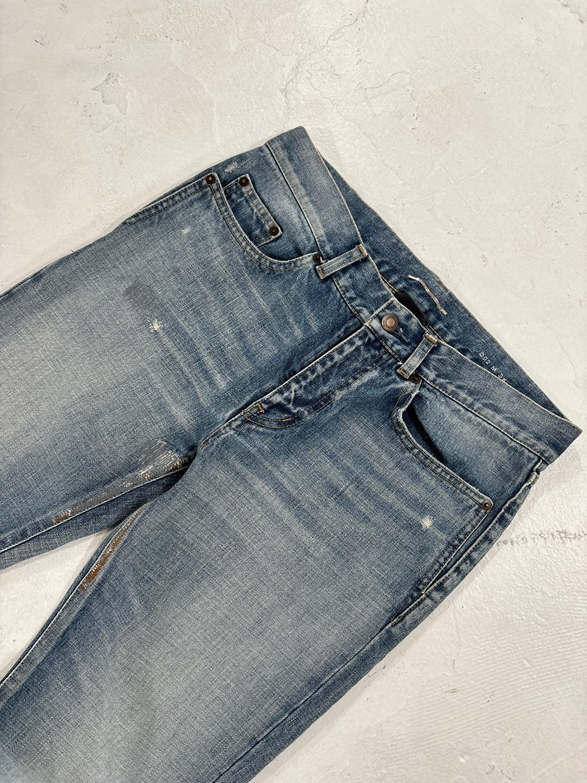 Saint Laurent Paris D02 Repaired Denim {{ color }} {{ brand }} {{ archive }} {{ season }} {{ year }} {{ hedi slimane }}