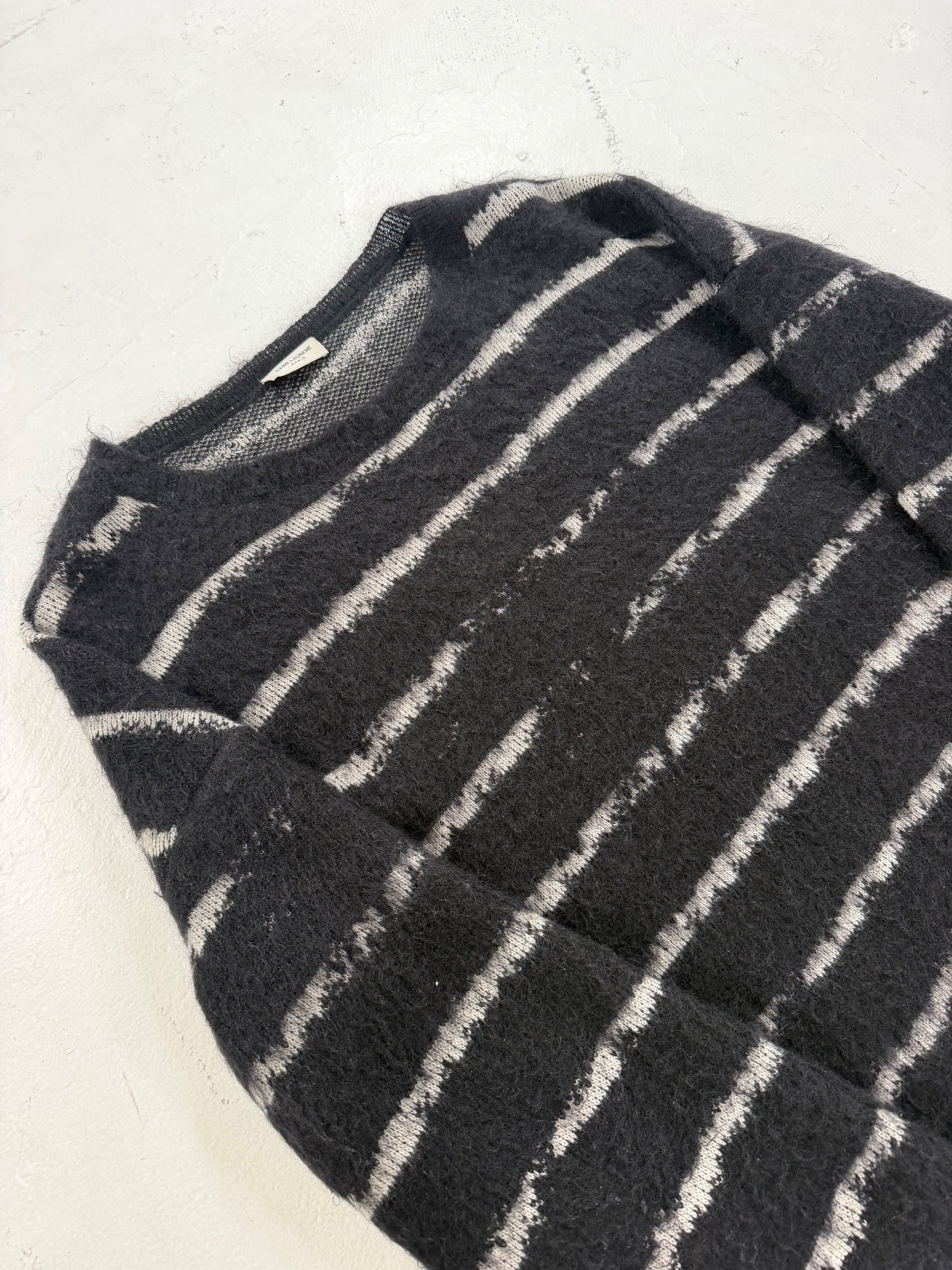 Saint Laurent Paris Striped Mohair Crewneck