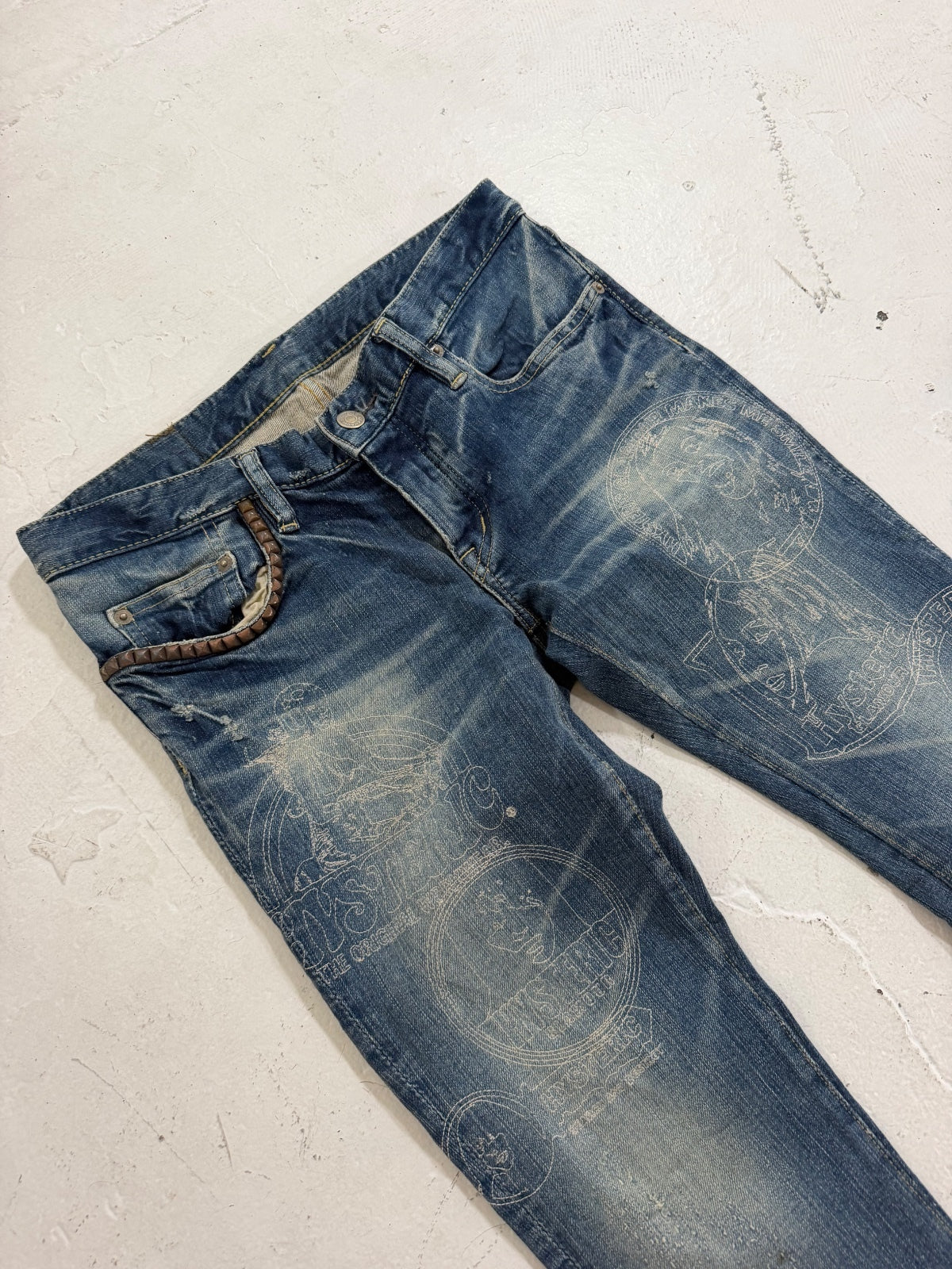 Hysteric Glamour Studded Stiched Denim {{ color }} {{ brand }} {{ archive }} {{ season }} {{ year }} {{ hedi slimane }}