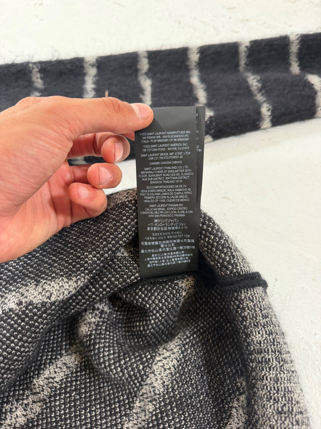 Saint Laurent Paris Striped Mohair Crewneck