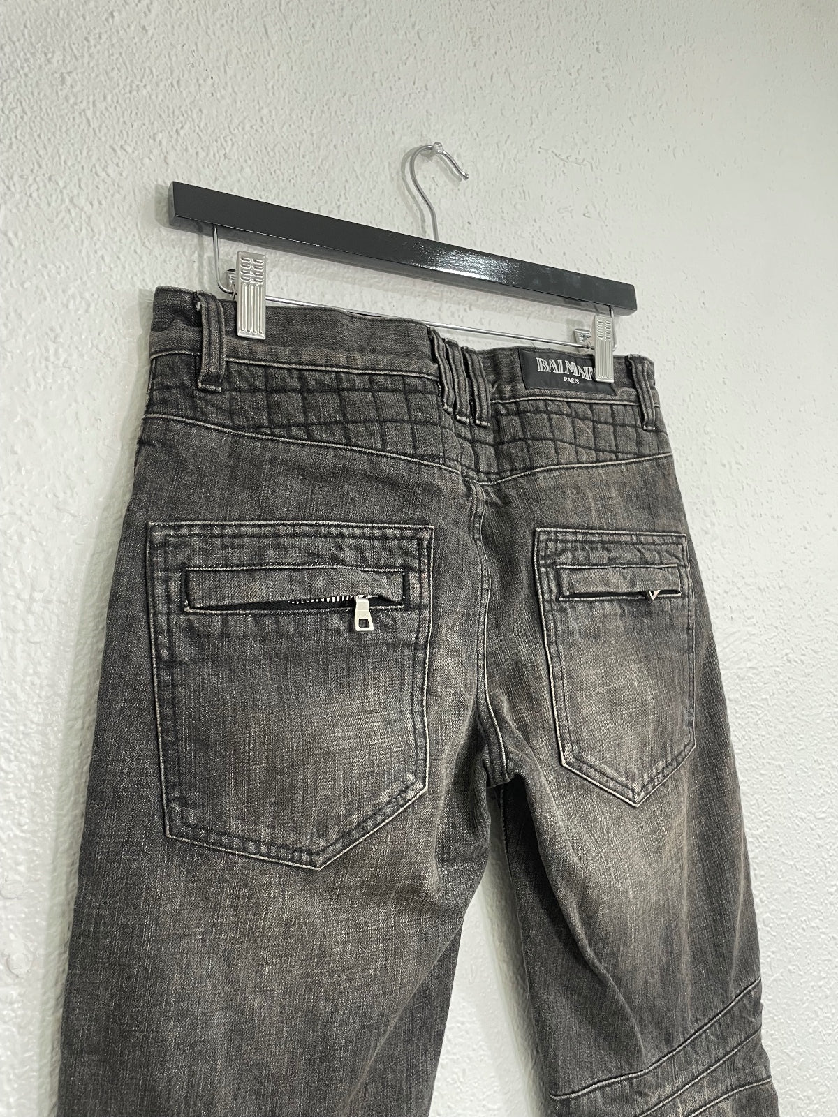 Balmain Woven Knee Biker Denim {{ color }} {{ brand }} {{ archive }} {{ season }} {{ year }} {{ hedi slimane }}