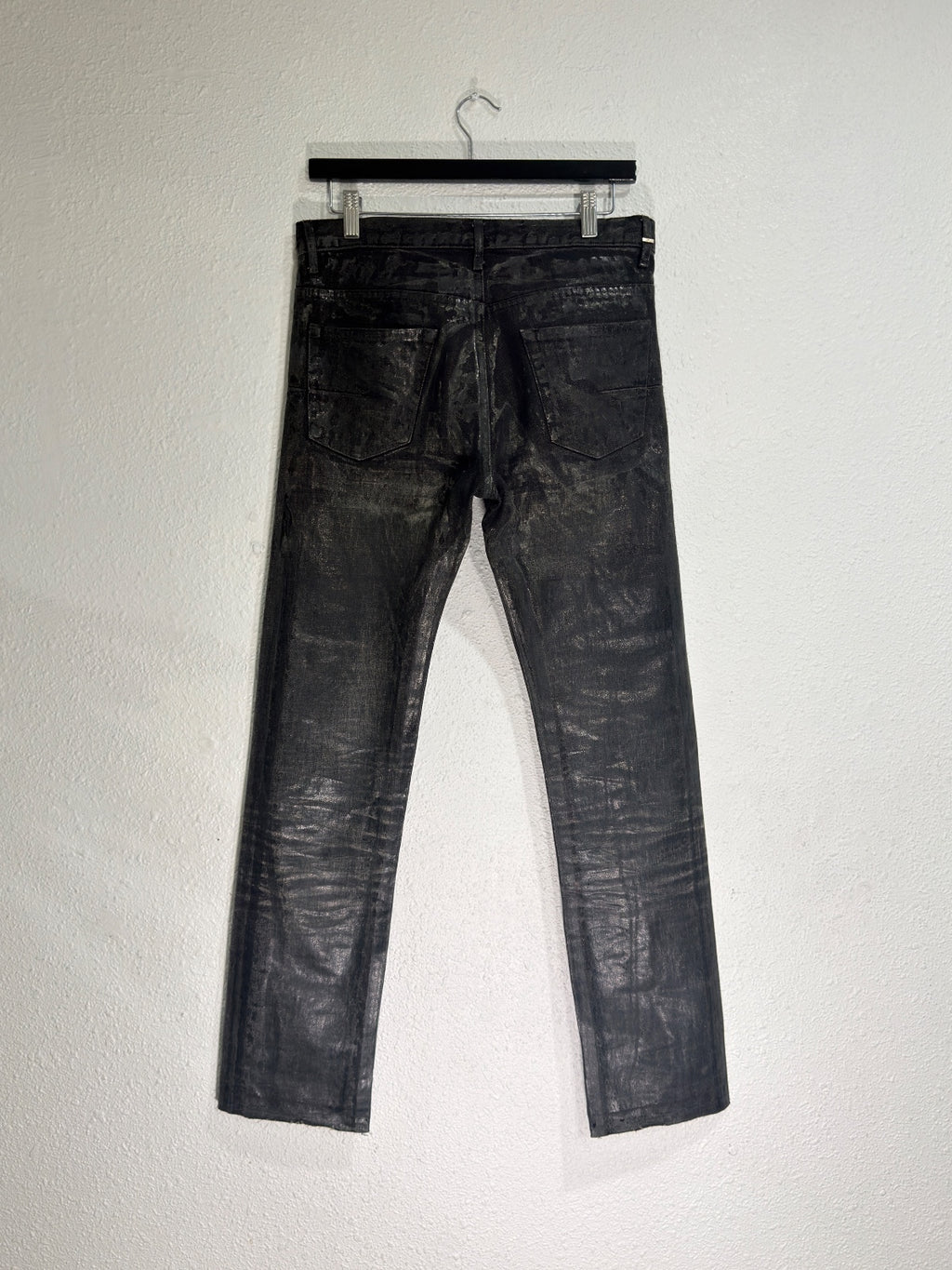 Dior homme AW03 black waxed luster denim {{ color }} {{ brand }} {{ archive }} {{ season }} {{ year }} {{ hedi slimane }}