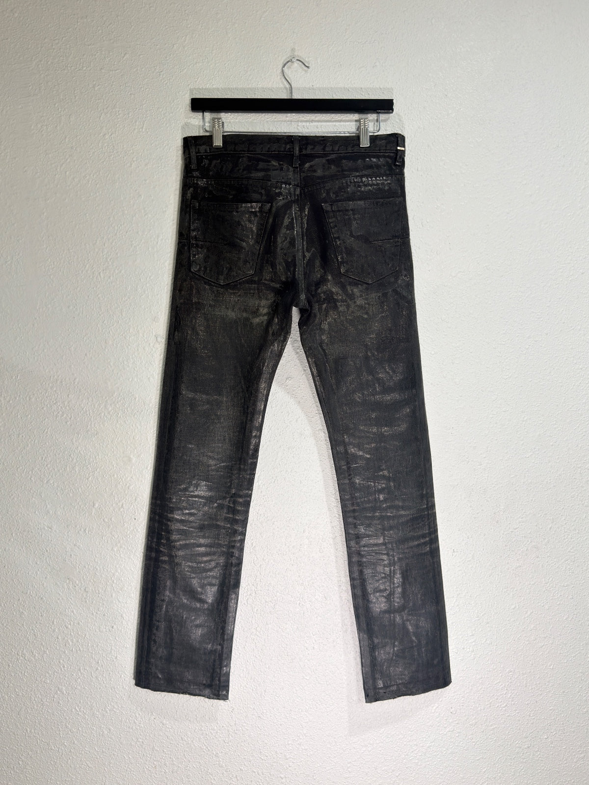 Dior homme AW03 black waxed luster denim {{ color }} {{ brand }} {{ archive }} {{ season }} {{ year }} {{ hedi slimane }}