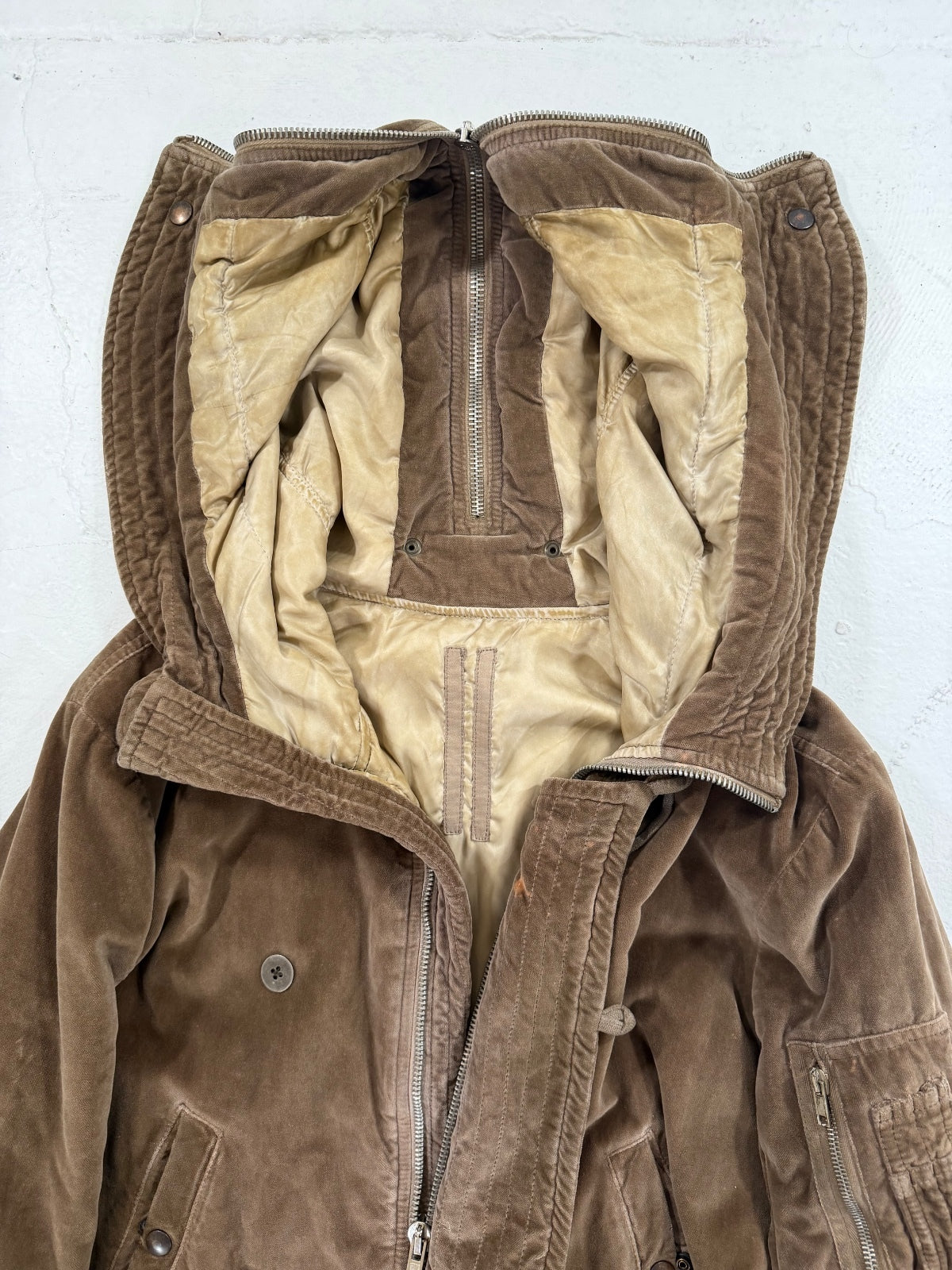 Rick owens AW08 crushed velvet padded exploder parka